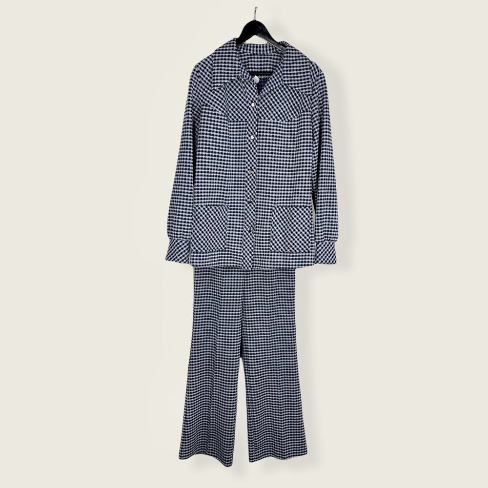 Vintage 70s Kenly Casuals Houndstooth Leisure Suit Medium